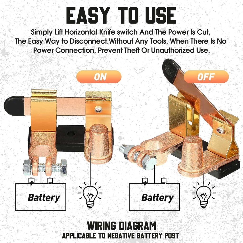 2 Pack Top Post Knife Blade Master Switch Side Post Battery Disconnect Switch 12V/ 24V 250/750 Amps Battery Cut Off Switch for Auto Car RV Boat Truck (Top Post Negative Vertical) 2 Pack Top Post Knife Blade Master Switch Side Post Battery Disconnect Switch 12V/ 24V 250/750 Amps Battery Cut Off Switch for Auto Car RV Boat Truck (Top Post Negative Vertical)
