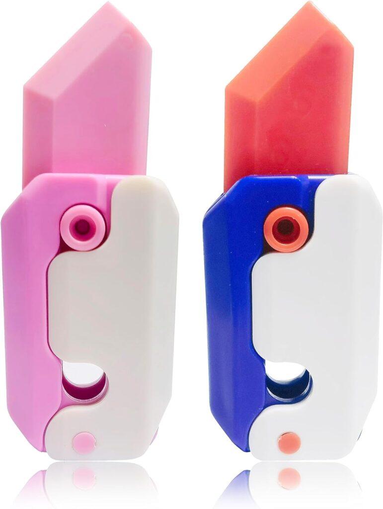2 Pcs Fidget Toy Knife, 3D Printed Plastic Fidget Knife Toys for Adults  Teen (BluePurple)