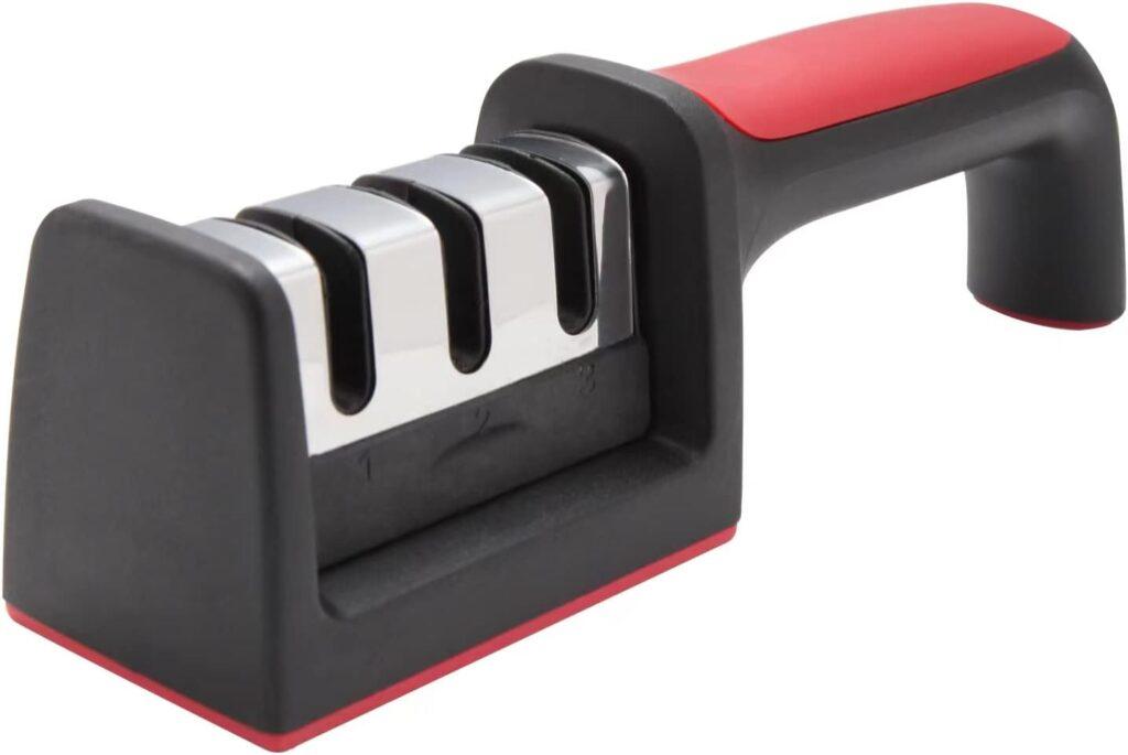 FUVUEAZ Knife Sharpeners, Work Sharp Knife Sharpener For Kitchen Knives With 3 Groove Design, Repair Kitchen Knives, Non-Slip Handle, Convenient and Durable, Home and Professional Chef Quality.