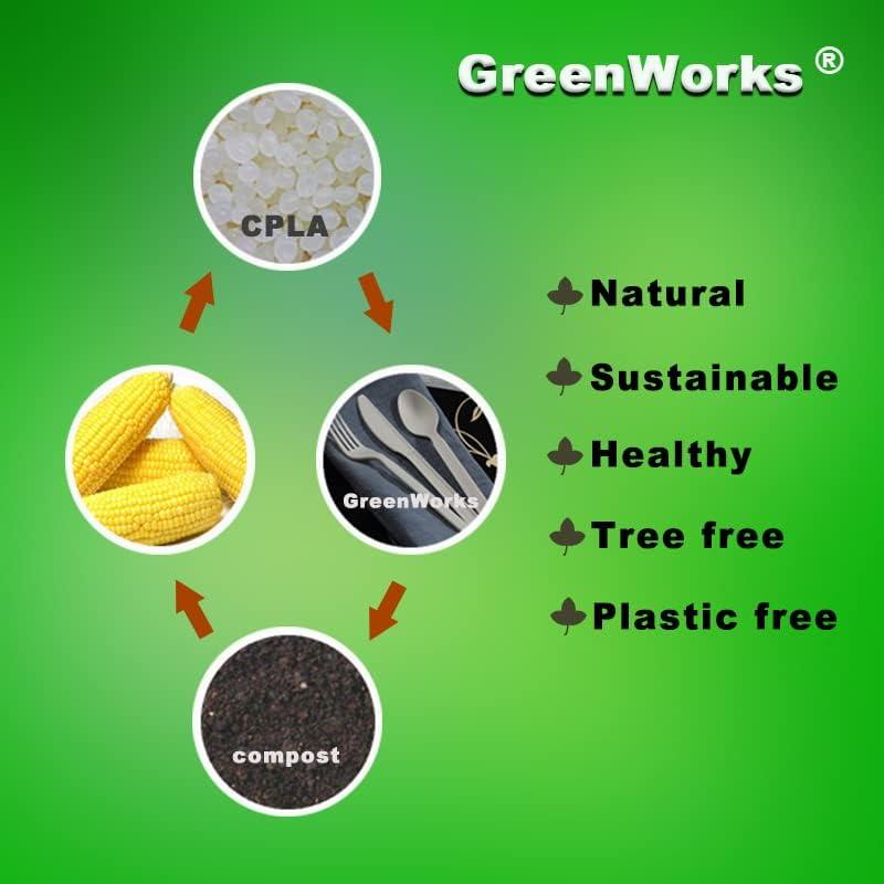 GreenWorks Compostable Knives,100 Count 7 Heavyweight Disposable Biobased Cutlery Knife