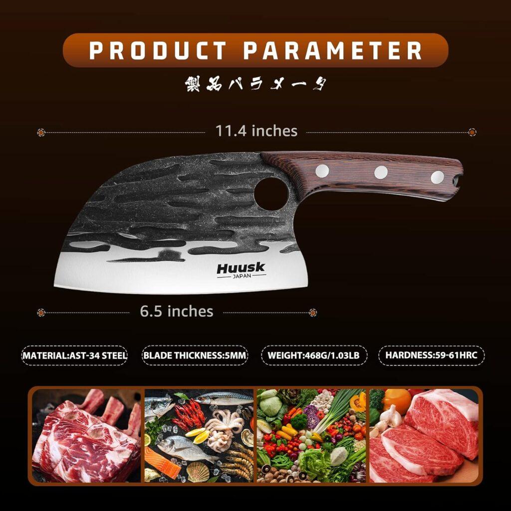 Huusk Japan Knives, Upgraded Serbian Chef Knife Japanese Meat Cleaver Knife for Meat Cutting Forged Butcher Knife with Sheath Kitchen Knives Full Tang Chopping Knife for Home, Outdoor Cooking, Camping Huusk Japan Knives, Upgraded Serbian Chef Knife Japanese Meat Cleaver Knife for Meat Cutting Forged Butcher Knife with Sheath Kitchen Knives Full Tang Chopping Knife for Home, Outdoor Cooking, Camping