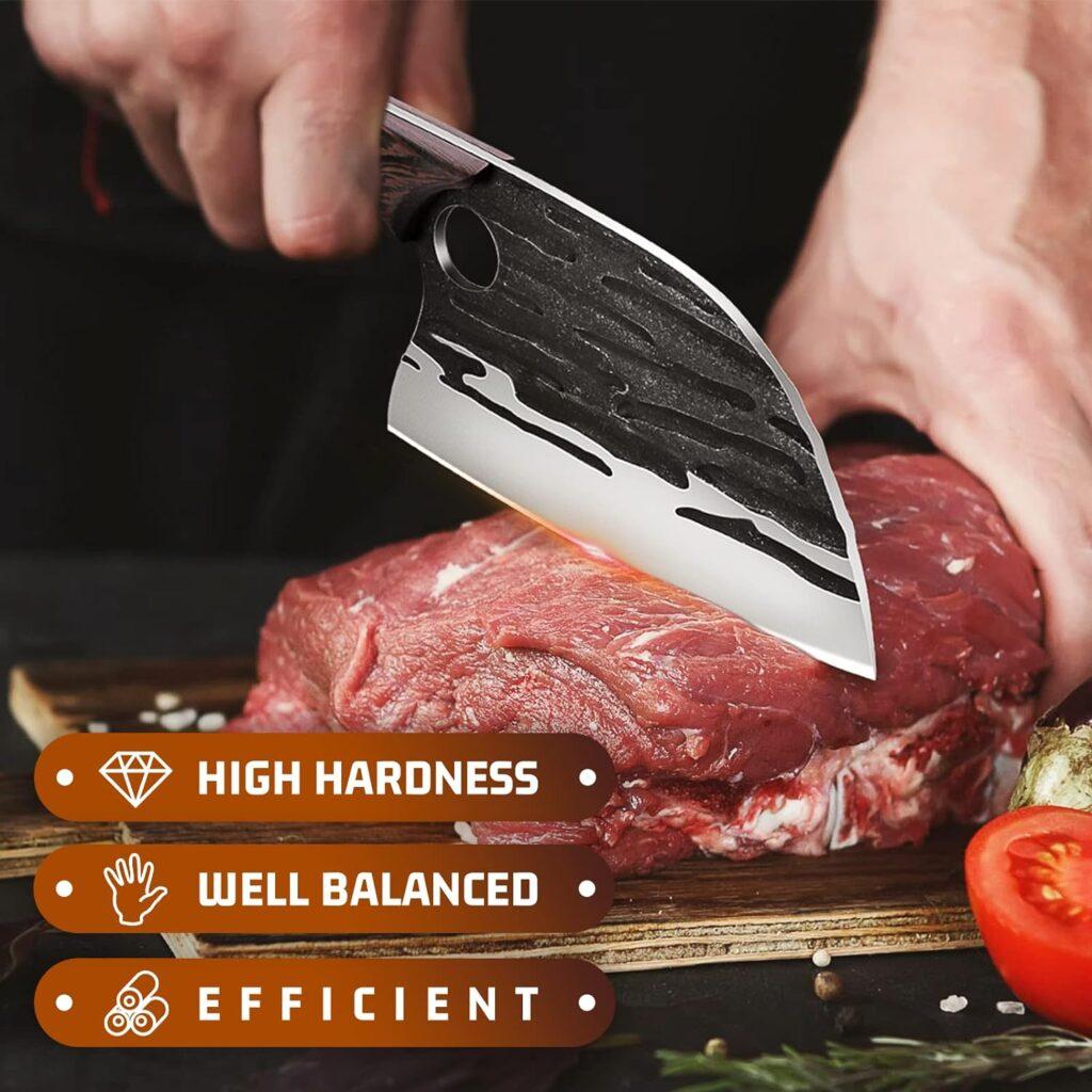 Huusk Japan Knives, Upgraded Serbian Chef Knife Japanese Meat Cleaver Knife for Meat Cutting Forged Butcher Knife with Sheath Kitchen Knives Full Tang Chopping Knife for Home, Outdoor Cooking, Camping Huusk Japan Knives, Upgraded Serbian Chef Knife Japanese Meat Cleaver Knife for Meat Cutting Forged Butcher Knife with Sheath Kitchen Knives Full Tang Chopping Knife for Home, Outdoor Cooking, Camping
