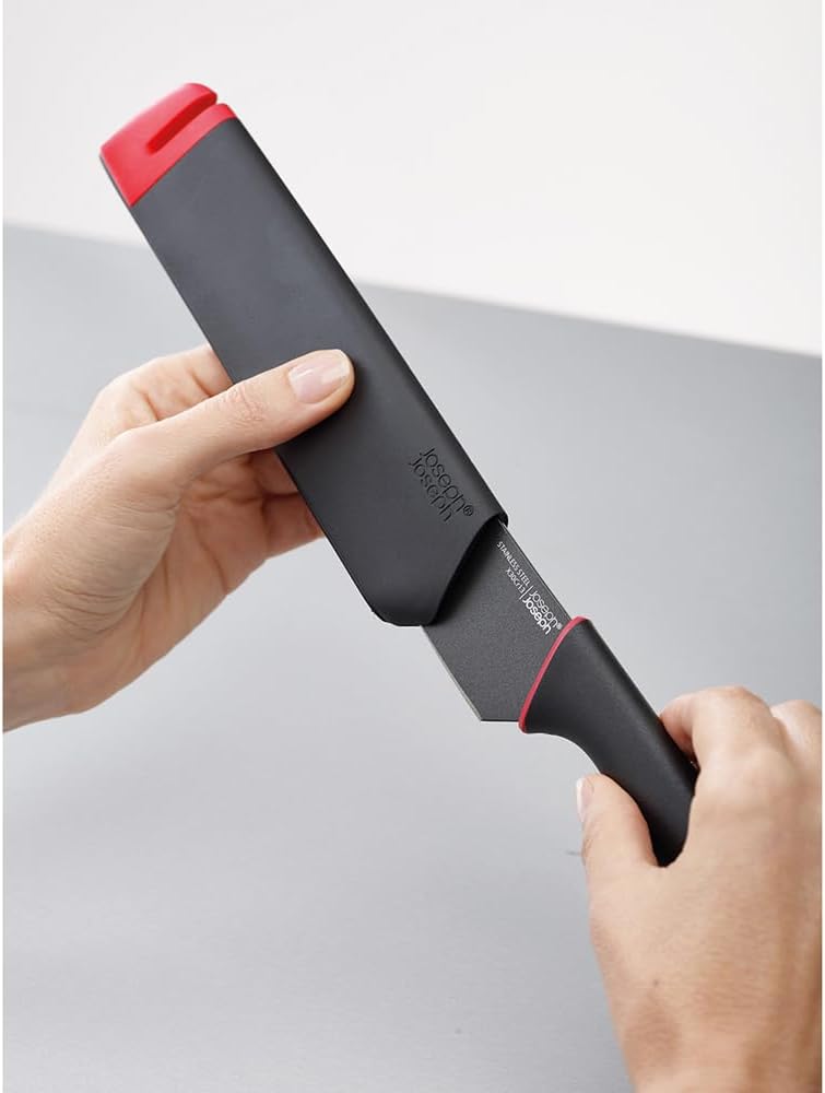 Joseph Joseph Slice  Sharpen 6 Chefs Knive and 3.5 Paring Knife with Sharpening Protective Sheaths, Black