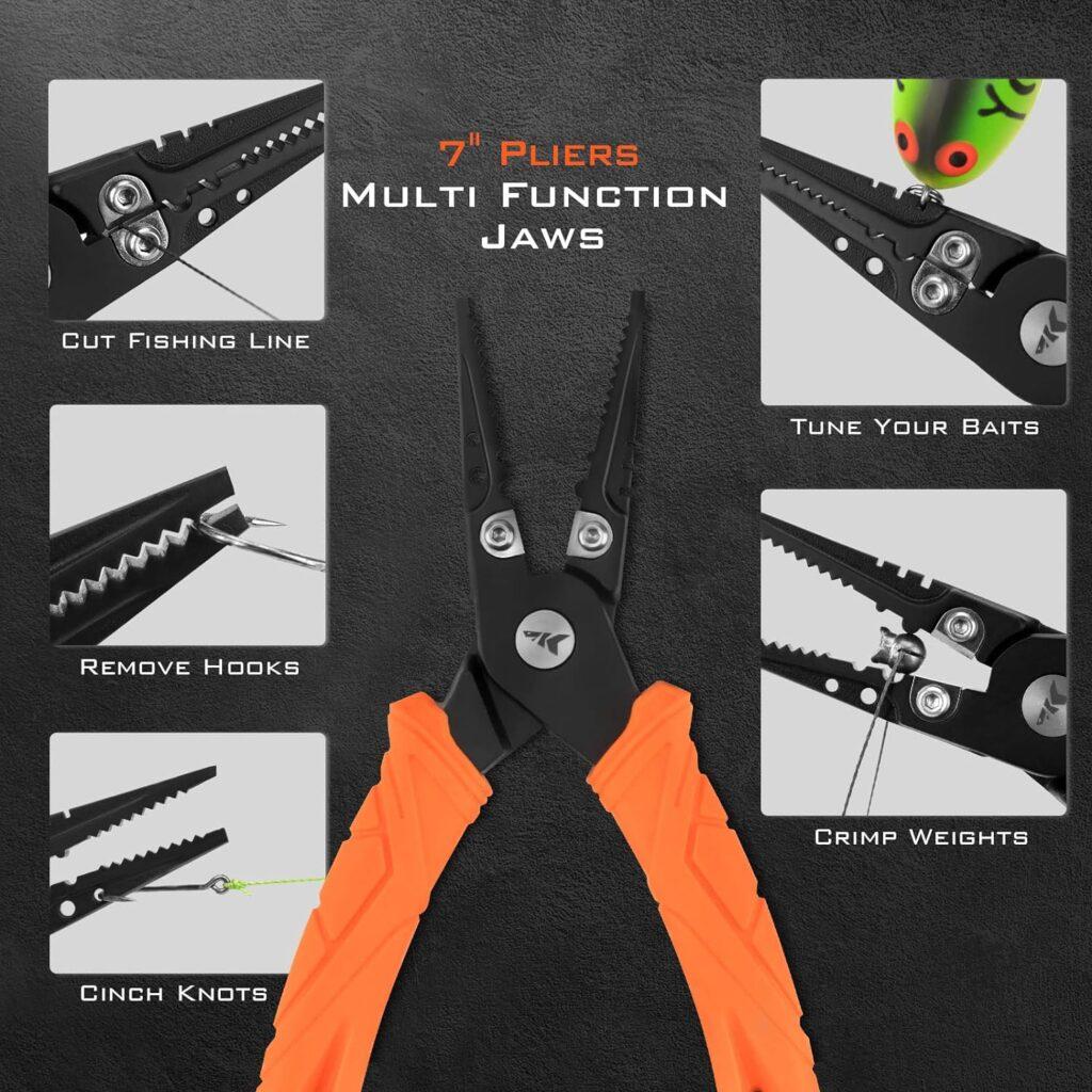 KastKing Fishing Pliers and Fillet Knife, 420 Stainless Steel Fishing Pliers,Corrosion-Resistant Coated Fillet Knife, Multi-Function Fishing Tools, Saltwater Fishing Gear, Fishing Gifts for Men