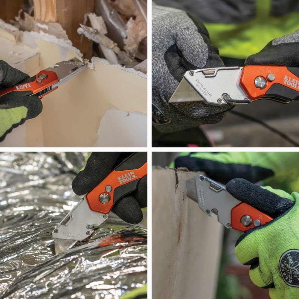 Klein Tools 44131 Utility Knife, Folding Heavy Duty Retractable Box Cutter and Crafting Knife, Includes Pocket Clip and 1 Blade Klein Tools 44131 Utility Knife, Folding Heavy Duty Retractable Box Cutter and Crafting Knife, Includes Pocket Clip and 1 Blade