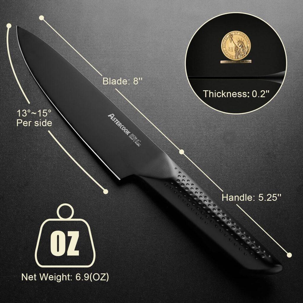Knife Set, 21 Pieces Chef Knife Set with Block for Kitchen, German Stainless Steel Knife Block Set, Dishwasher Safe, Elegant Black