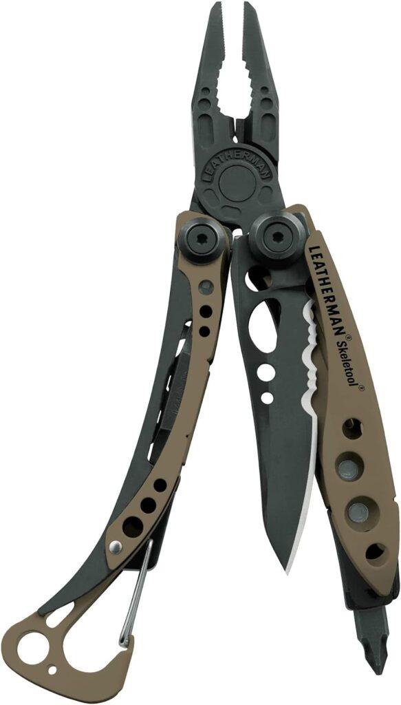 LEATHERMAN, Skeletool Lightweight Multitool with Combo Knife and Bottle Opener, Coyote Tan