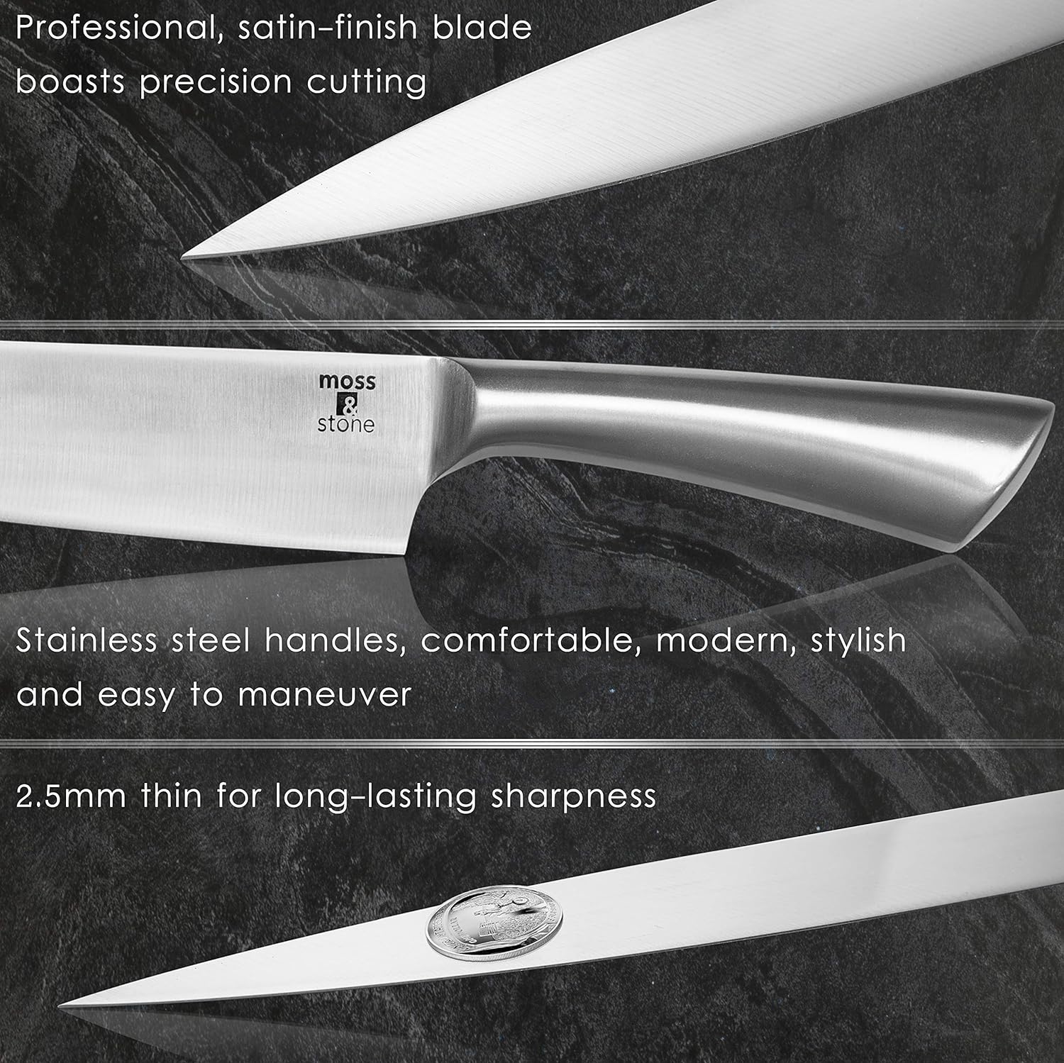 Moss & Stone Chef Knife Set product reviewed by Knives Reviewed