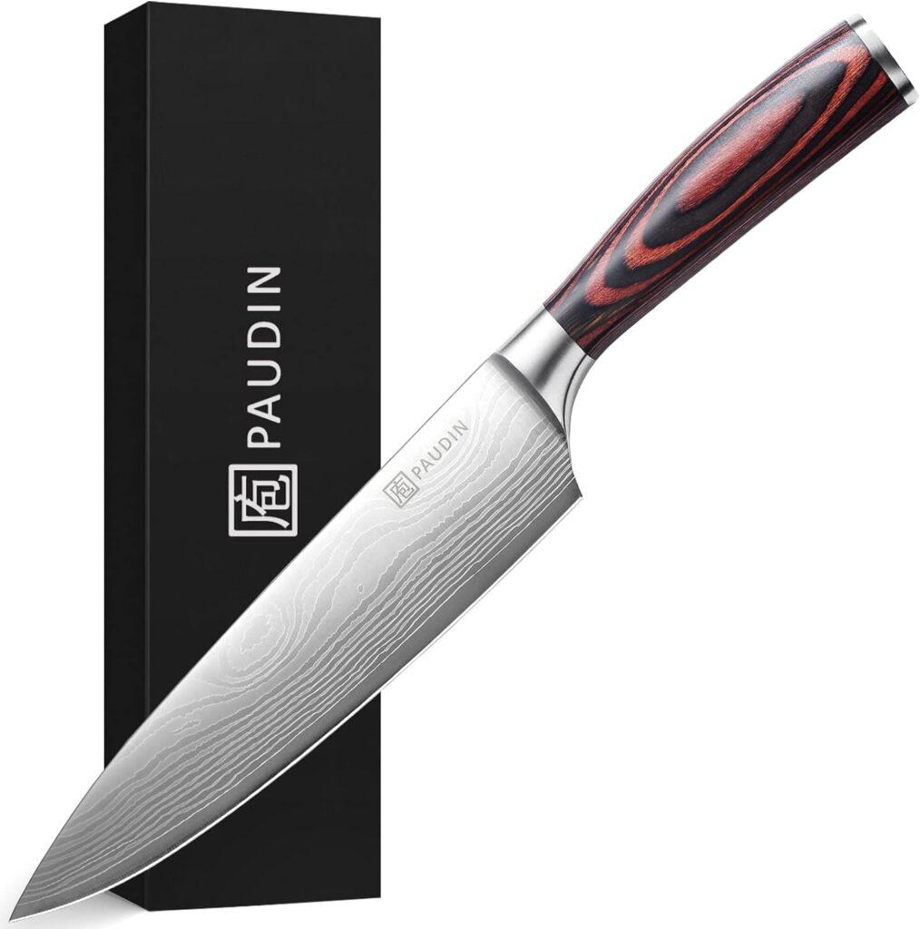 PAUDIN Chef Knife, 8 Inch High Carbon Stainless Steel Sharp Kitchen Knife with Ergonomic Handle, Gift Box for Family  Restaurant