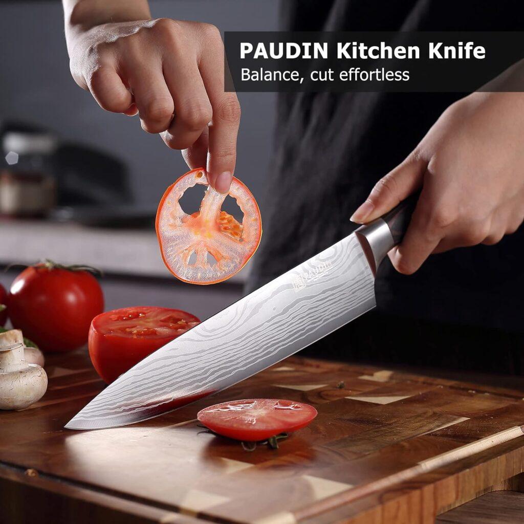 PAUDIN Chef Knife, 8 Inch High Carbon Stainless Steel Sharp Kitchen Knife with Ergonomic Handle, Gift Box for Family  Restaurant