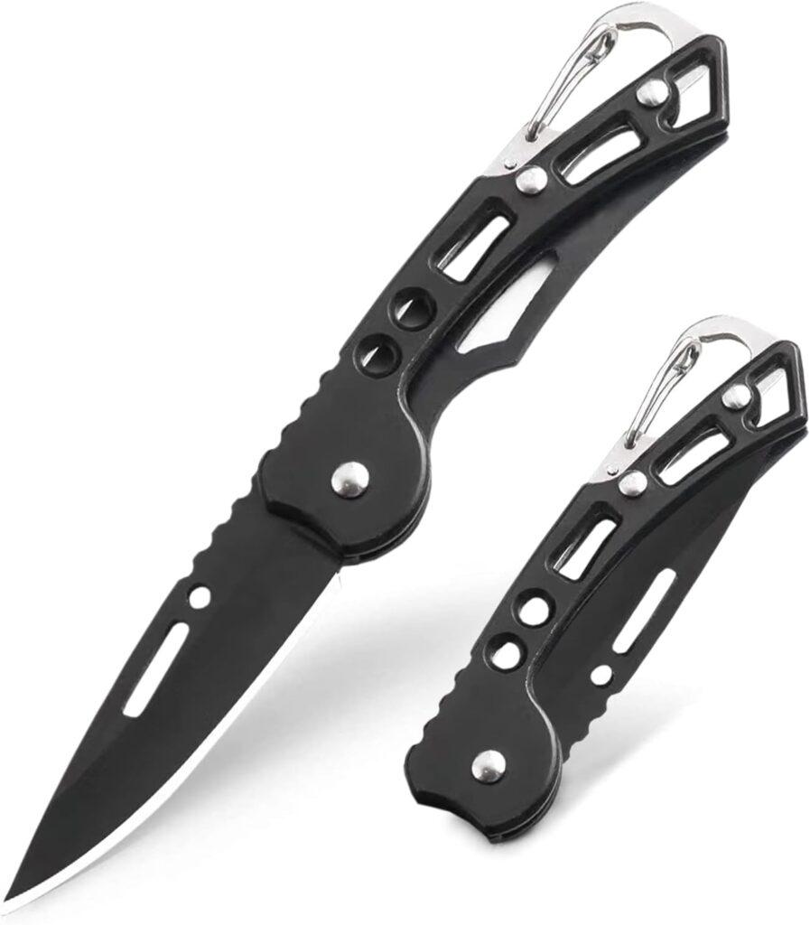 QZL EDC Pocket Knife for Men, Small Folding Keychain Knife with clip, Stainless Steel Knife Box Cutter for Women, Pocket Knives for Outdoor Camping Hiking, Mens Gift