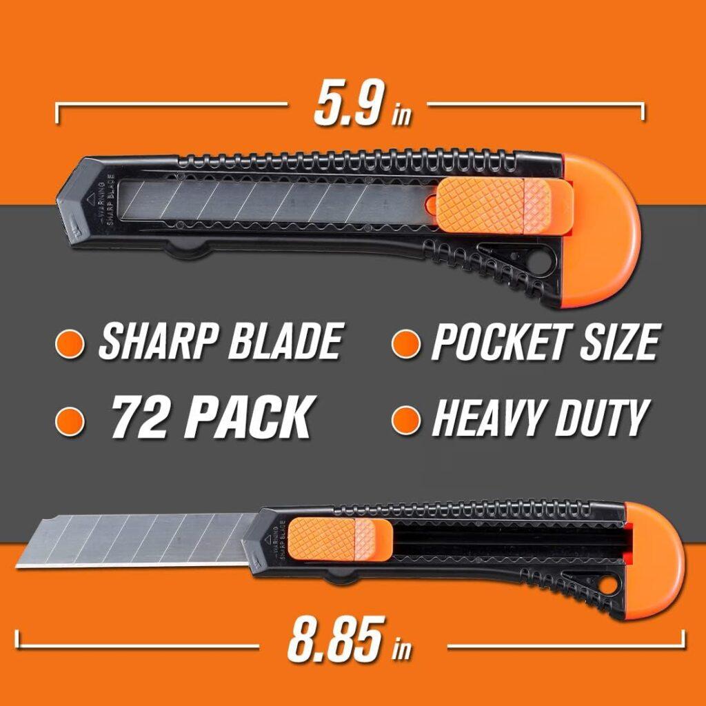 REXBETI 12-Pack Utility Knife, Retractable Box Cutter for Cartons, Cardboard and Boxes, 18mm Wider Razor Sharp Blade, Smooth Mechanism, Perfect for Office and Home use