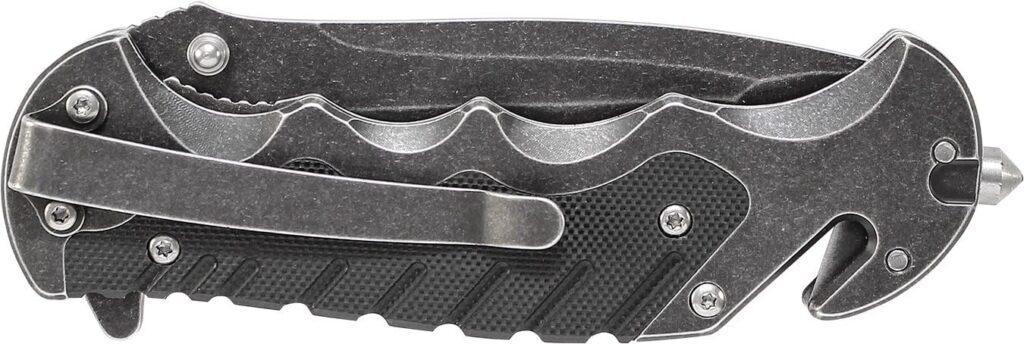 Smith Wesson Border Guard SWBG10S 8.3in High Carbon S.S. Folding Knife with 3.5in Serrated Tanto Blade and Aluminum Handle for Outdoor, Tactical, Survival and EDC ,Black