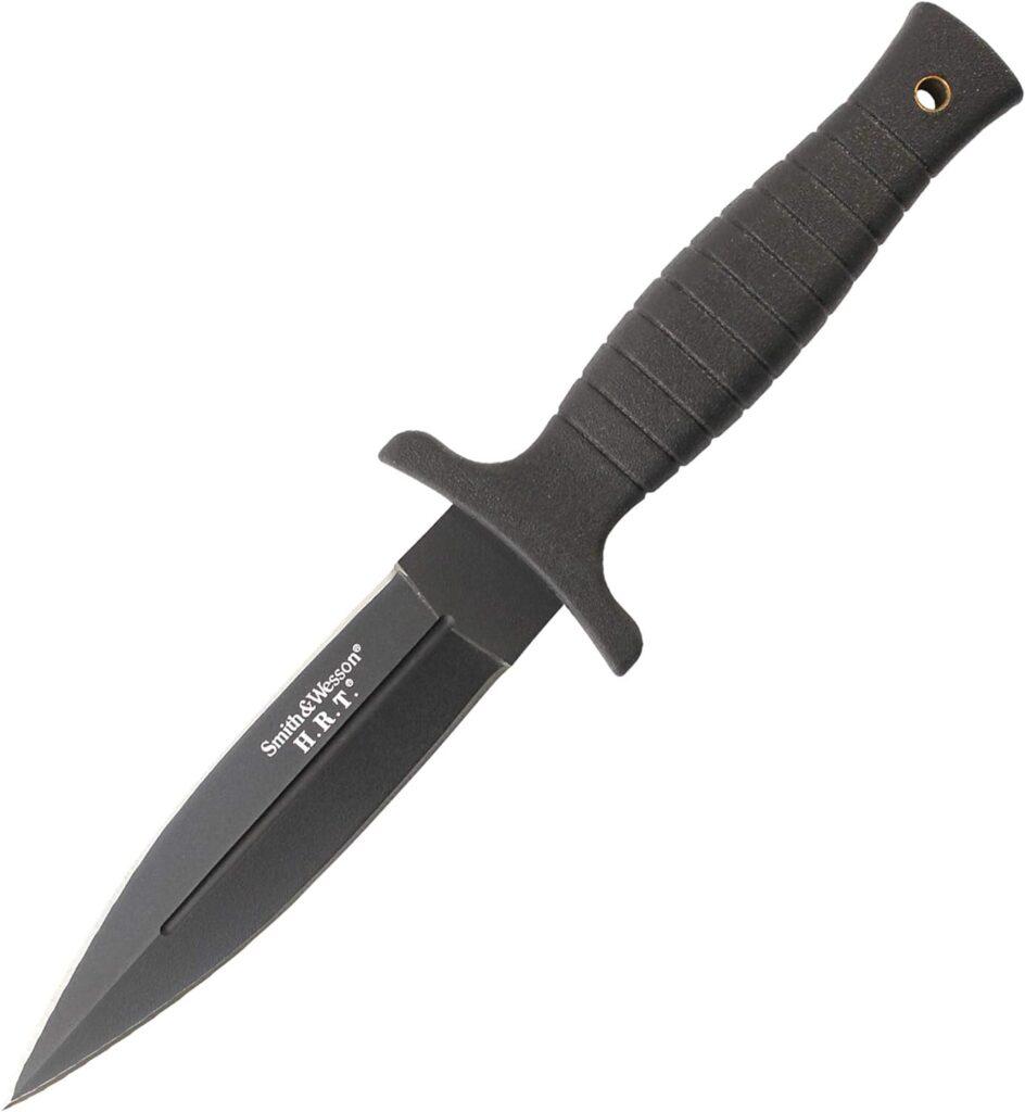 Smith Wesson SWHRT9B 9in High Carbon S.S. Fixed Blade Knife with 4.7in Dual Edge Blade and TPE Handle for Outdoor, Tactical, Survival and EDC Smith Wesson SWHRT9B 9in High Carbon S.S. Fixed Blade Knife with 4.7in Dual Edge Blade and TPE Handle for Outdoor, Tactical, Survival and EDC
