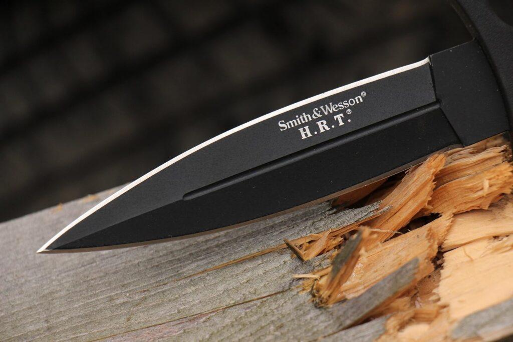 Smith Wesson SWHRT9B 9in High Carbon S.S. Fixed Blade Knife with 4.7in Dual Edge Blade and TPE Handle for Outdoor, Tactical, Survival and EDC Smith Wesson SWHRT9B 9in High Carbon S.S. Fixed Blade Knife with 4.7in Dual Edge Blade and TPE Handle for Outdoor, Tactical, Survival and EDC