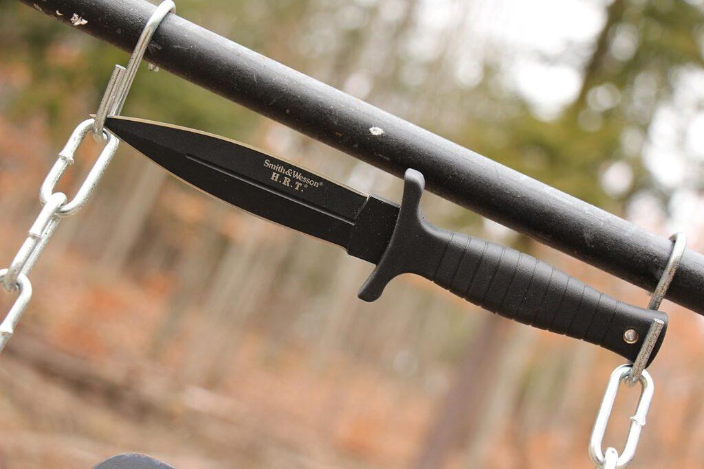 Smith Wesson SWHRT9B 9in High Carbon S.S. Fixed Blade Knife with 4.7in Dual Edge Blade and TPE Handle for Outdoor, Tactical, Survival and EDC Smith Wesson SWHRT9B 9in High Carbon S.S. Fixed Blade Knife with 4.7in Dual Edge Blade and TPE Handle for Outdoor, Tactical, Survival and EDC