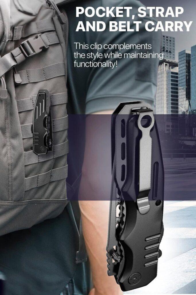 Spring Assisted Knife - Pocket Folding Knife - Military Style - Boy Scouts Knife - Tactical Knife - Good for Camping Hunting Survival Indoor and Outdoor Activities Mens Gift 6681