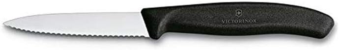 Victorinox 3.25 Inch Swiss Classic Paring Knife with Serrated Edge, Spear Point, Black