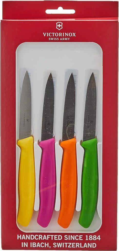 Victorinox 4-Piece Set of 3.25 Inch Swiss Classic Paring Knives with Straight Edge, Spear Point Victorinox 4-Piece Set of 3.25 Inch Swiss Classic Paring Knives with Straight Edge, Spear Point