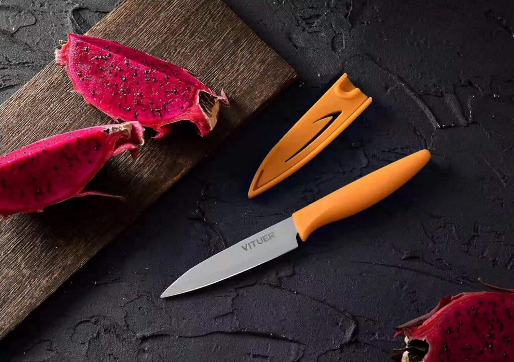 VITUER Paring knife, 4PCS Paring knives (4 Knives and 4 Knife cover), 4 Inch Peeling Knife, Fruit and Vegetable Knife, Ultra Sharp Kitchen Knives, German Steel, PP Plastic Handle