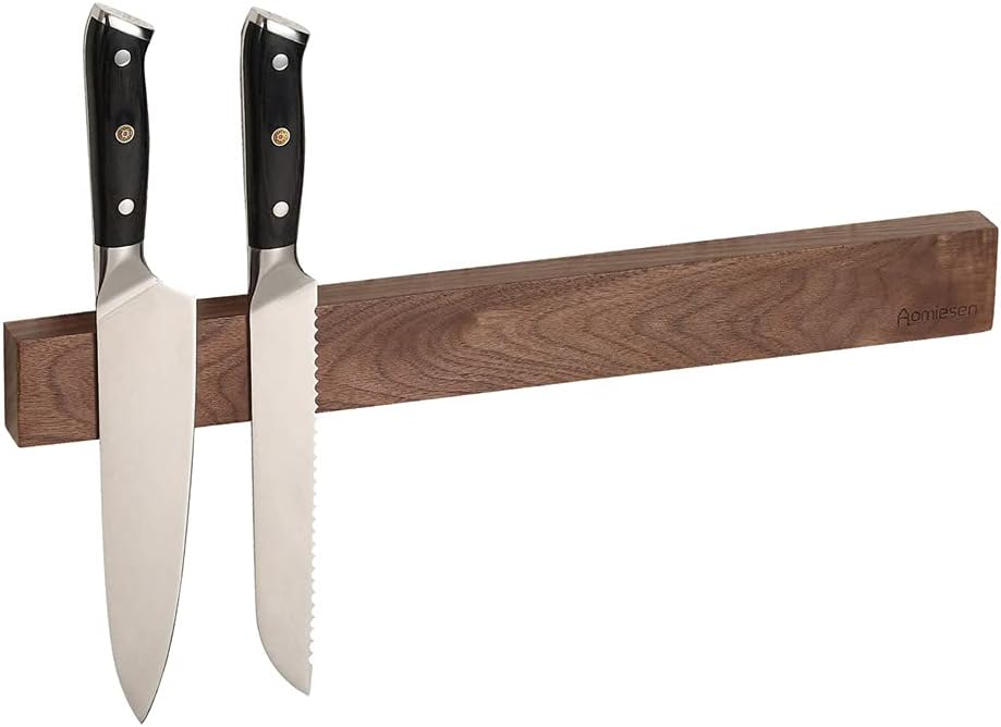 Walnut Magnetic Knife Holder for Wall- Powerful Wood Magnetic Knife Strip for Organizing your Kitchen (12 inches)