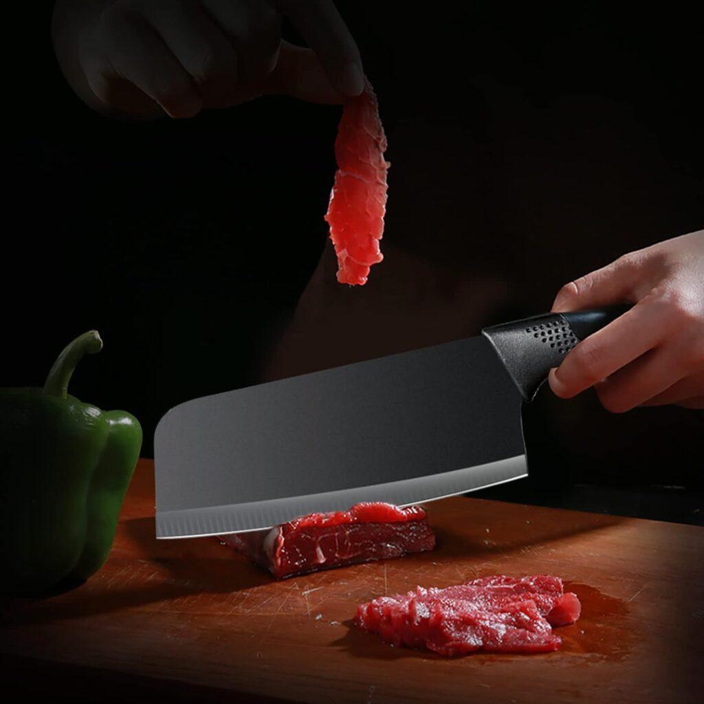 YUSOTAN Chef Knife Black Three-Piece Set of Santoku Knives Kitchen Knives-Ergonomic Handle, Best Knives Choice Amp; Kitchen Gadgets 2023, Gifts for Women and Men