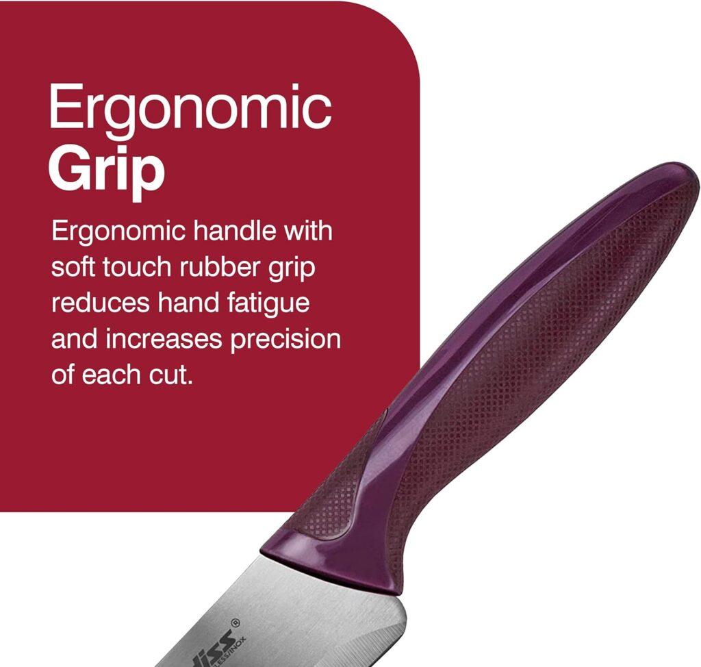 Zyliss Utility Paring Kitchen Knife with Sheath Cover - Stainless Steel Kitchen Knife Perfect for Cutting Meat, Vegetables and Fruit - 5.5-Inch, Purple