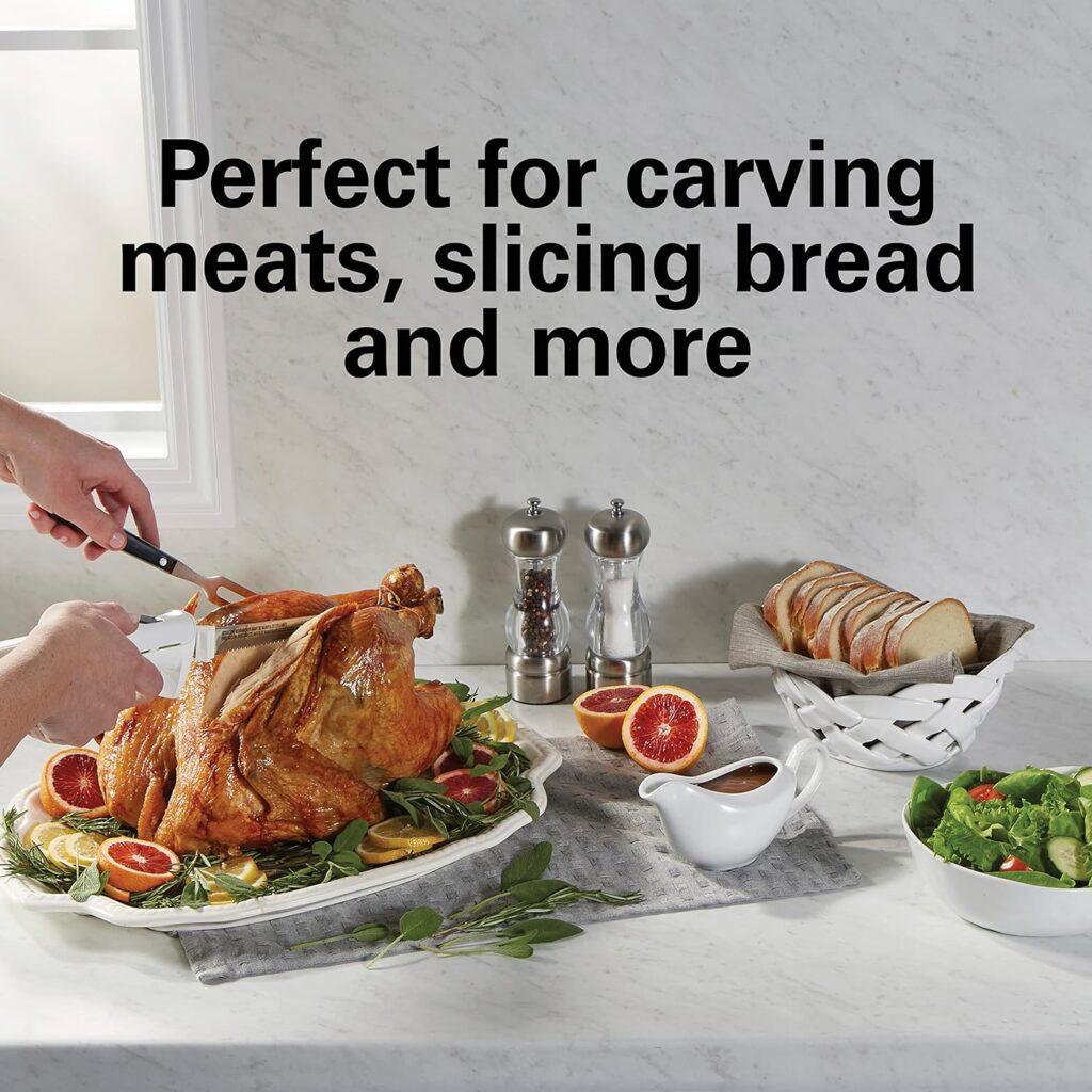 Hamilton Beach Electric Knife Set for Carving Meats, Poultry, Bread, Crafting Foam  More, Reciprocating Serrated Stainless Steel Blades, Ergonomic Design Storage Case + Fork Included, 5 Foot Cord