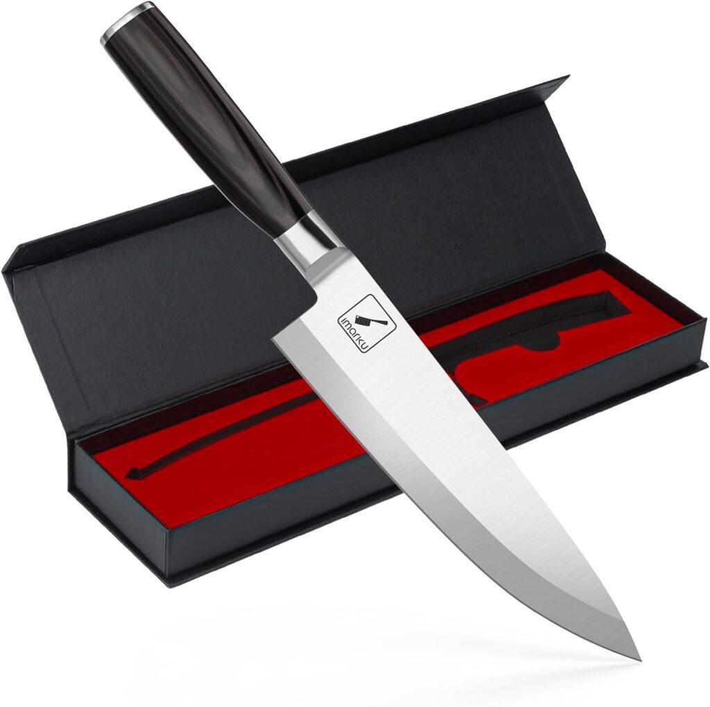 imarku Chef Knife - 8 Inch Pro Kitchen Knife, German High Carbon Stainless Steel EN 1.4116 Japanese Knife, Chefs Knives with Ergonomic Handle, Single Edge Ultra Sharp Knife with Gift Box