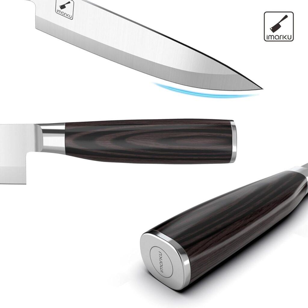 imarku Chef Knife - 8 Inch Pro Kitchen Knife, German High Carbon Stainless Steel EN 1.4116 Japanese Knife, Chefs Knives with Ergonomic Handle, Single Edge Ultra Sharp Knife with Gift Box