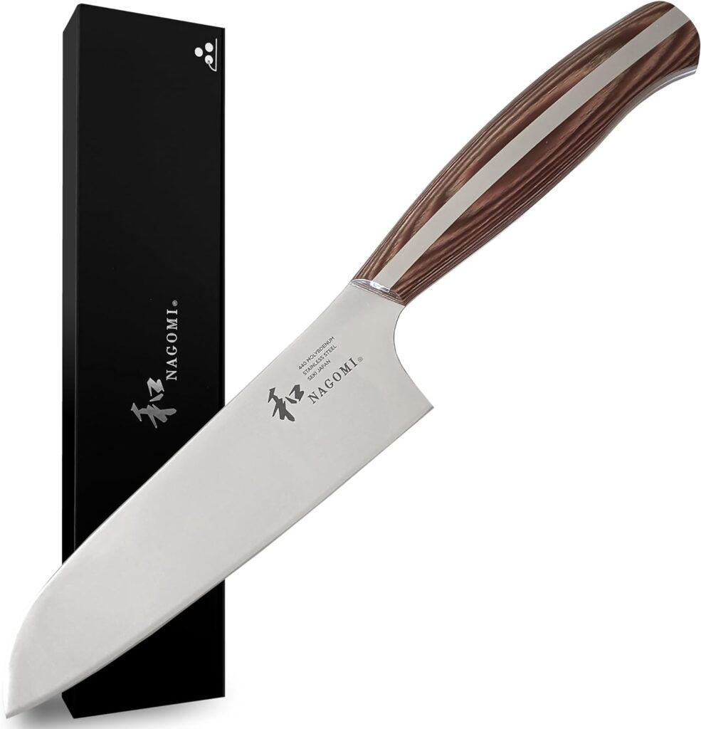 [NAGOMI] 7-Inch All-Purpose Knife for Meat, Fish, Vegetables | Professional-Quality Japanese SANTOKU Kitchen Knife with Ergonomic Handle | Stainless Steel Ultra Sharp | 100% Made in Japan | Gift Box