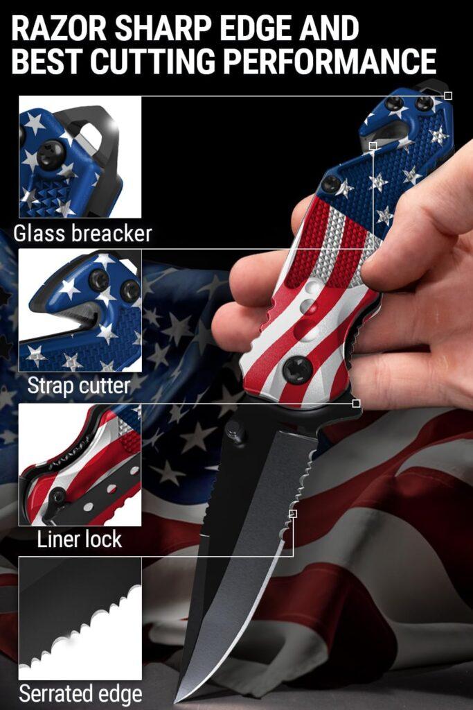 2,95” Serrated Blade Pocket Knife - Black Folding Knife with Glass Breaker and Seatbelt Cutter - Small EDC Knife with Pocket Clip for Men Women - Sharp Tactical Camping Survival Hiking Knives 6680 2,95” Serrated Blade Pocket Knife - Black Folding Knife with Glass Breaker and Seatbelt Cutter - Small EDC Knife with Pocket Clip for Men Women - Sharp Tactical Camping Survival Hiking Knives 6680