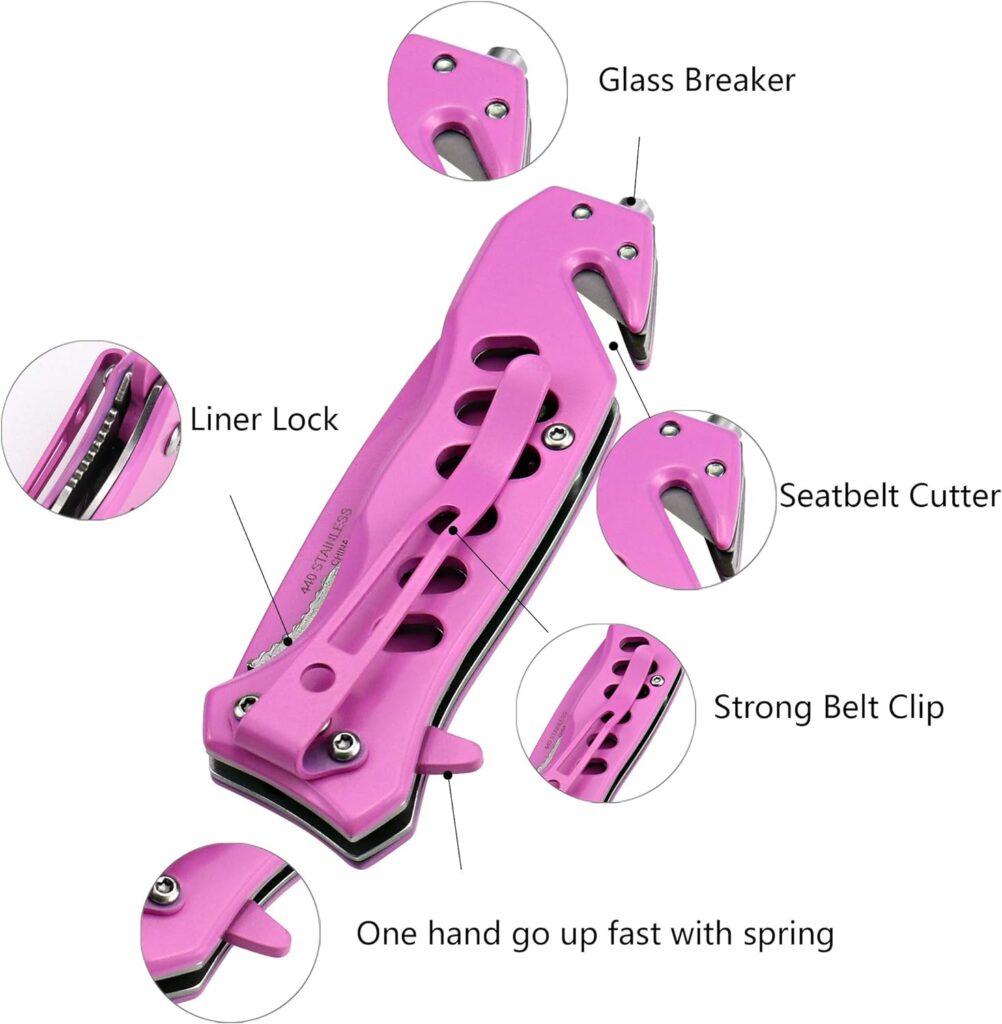 ALBATROSS EDC Cool Sharp Tactical Folding Pocket Knife,SpeedSafe Spring Assisted Opening Knifes with Liner Lock,Pocketclip,Glass Breaker,Seatbelt Cutter