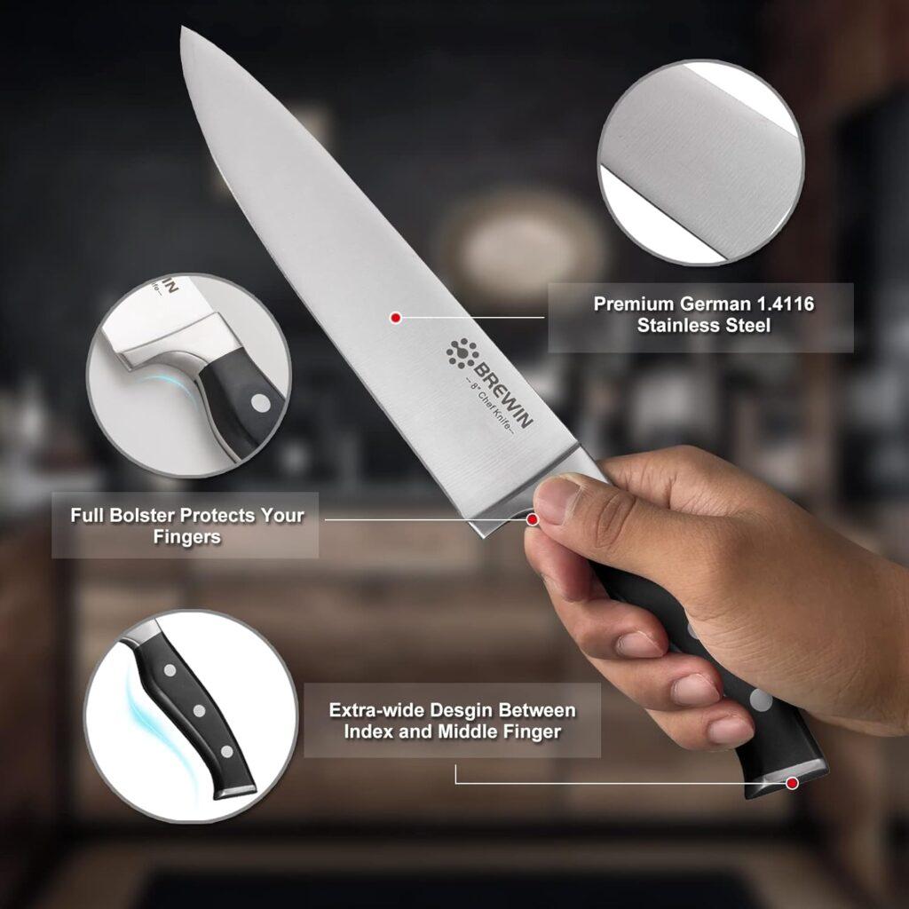 Brewin Professional Kitchen Knives, 3PC Chef Knife Set Sharp Knives Carving Sets for Kitchen High Carbon Stainless Steel, Japanese Cooking Knife with Gift Box Brewin Professional Kitchen Knives, 3PC Chef Knife Set Sharp Knives Carving Sets for Kitchen High Carbon Stainless Steel, Japanese Cooking Knife with Gift Box