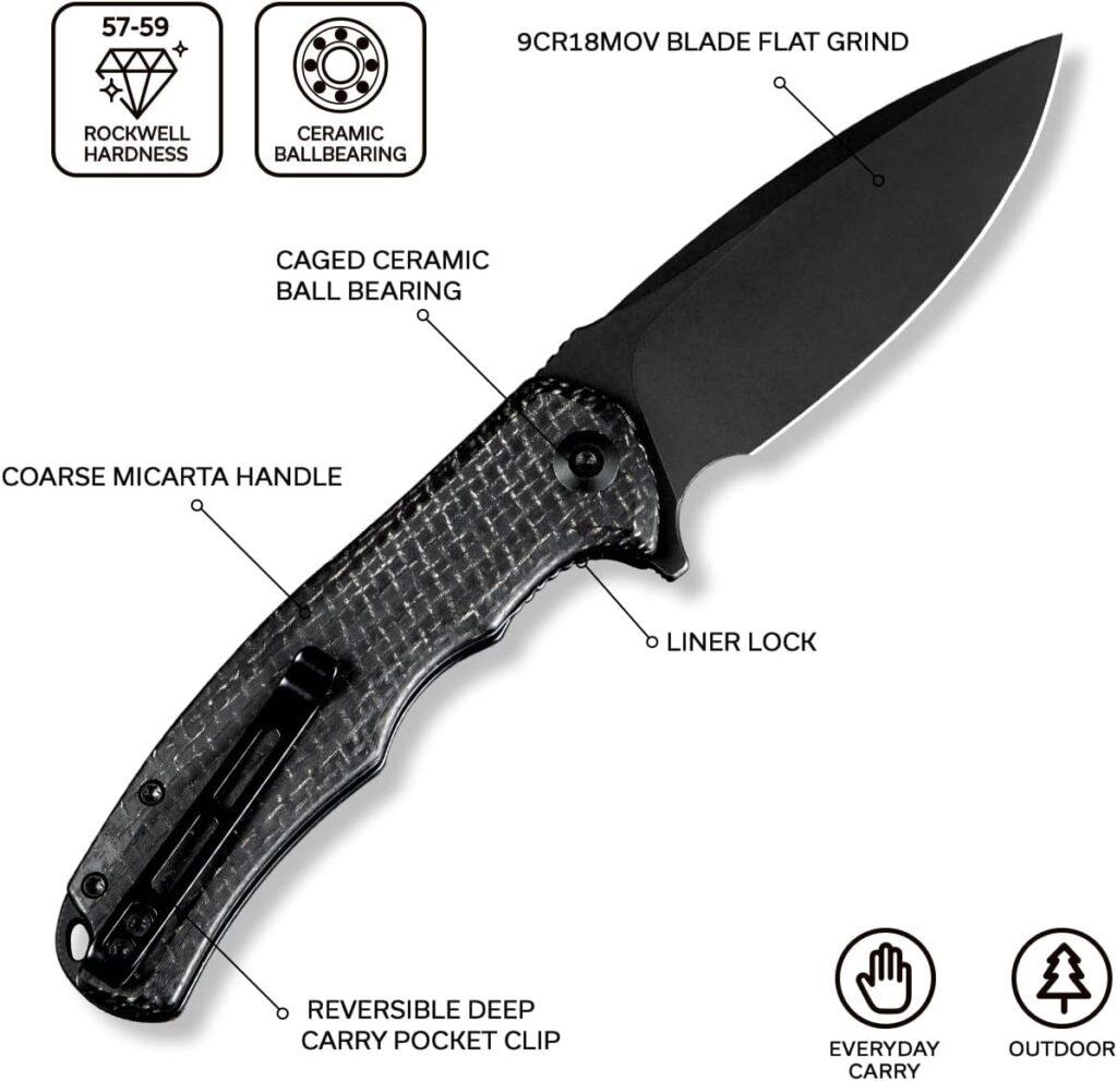 CIVIVI Folding Pocket Knife- Praxis Flipper Liner Lock Knife, 3.75 Black Stonewashed Blade with Cuibourtia Wood Handles, Reversible Clip for Everyday Carry Outdoor Use C803H CIVIVI Folding Pocket Knife- Praxis Flipper Liner Lock Knife, 3.75 Black Stonewashed Blade with Cuibourtia Wood Handles, Reversible Clip for Everyday Carry Outdoor Use C803H