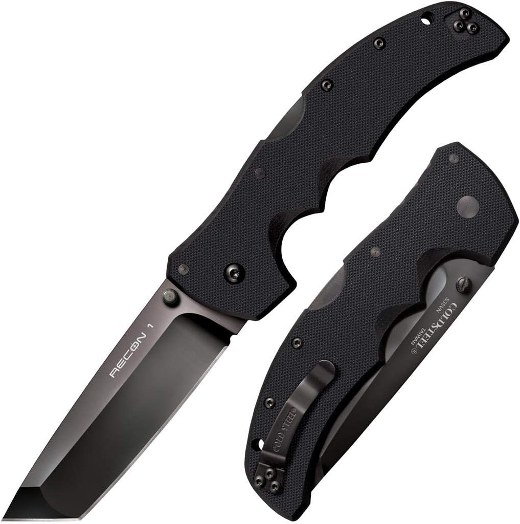 Cold Steel Recon 1 Series Tactical Folding Knife with Tri-Ad Lock and Pocket Clip - Made with Premium CPM-S35VN Steel
