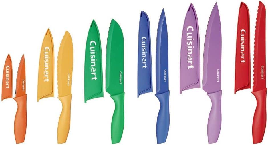 Cuisinart 12-Piece Kitchen Knife Set, Multicolor Advantage Cutlery, C55-01-12PCKS
