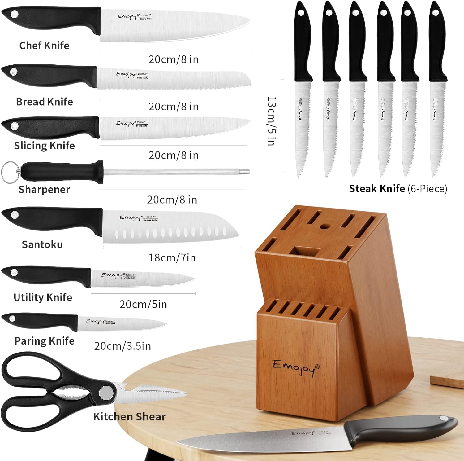 Emojoy 15-Piece Knife Set product reviewed by Knives Reviewed
