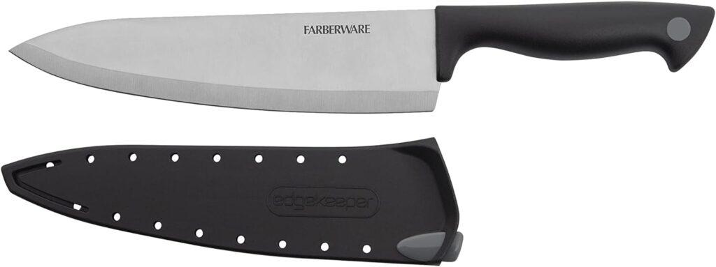 Farberware Edgekeeper 8-Inch Chef Knife with Self-Sharpening Blade Cover, High Carbon-Stainless Steel Kitchen Knife with Ergonomic Handle, Razor-Sharp Knife, Black Farberware Edgekeeper 8-Inch Chef Knife with Self-Sharpening Blade Cover, High Carbon-Stainless Steel Kitchen Knife with Ergonomic Handle, Razor-Sharp Knife, Black