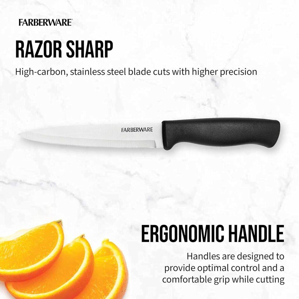 Farberware Edgekeeper 8-Inch Chef Knife with Self-Sharpening Blade Cover, High Carbon-Stainless Steel Kitchen Knife with Ergonomic Handle, Razor-Sharp Knife, Black Farberware Edgekeeper 8-Inch Chef Knife with Self-Sharpening Blade Cover, High Carbon-Stainless Steel Kitchen Knife with Ergonomic Handle, Razor-Sharp Knife, Black