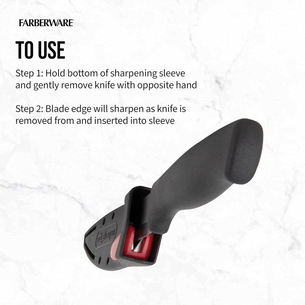Farberware Edgekeeper 8-Inch Chef Knife with Self-Sharpening Blade Cover, High Carbon-Stainless Steel Kitchen Knife with Ergonomic Handle, Razor-Sharp Knife, Black Farberware Edgekeeper 8-Inch Chef Knife with Self-Sharpening Blade Cover, High Carbon-Stainless Steel Kitchen Knife with Ergonomic Handle, Razor-Sharp Knife, Black