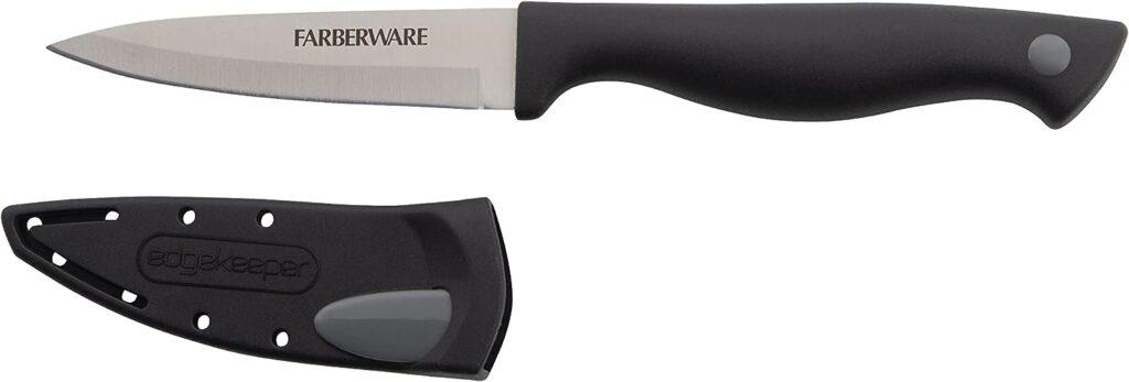 Farberware Edgekeeper 8-Inch Chef Knife with Self-Sharpening Blade Cover, High Carbon-Stainless Steel Kitchen Knife with Ergonomic Handle, Razor-Sharp Knife, Black Farberware Edgekeeper 8-Inch Chef Knife with Self-Sharpening Blade Cover, High Carbon-Stainless Steel Kitchen Knife with Ergonomic Handle, Razor-Sharp Knife, Black