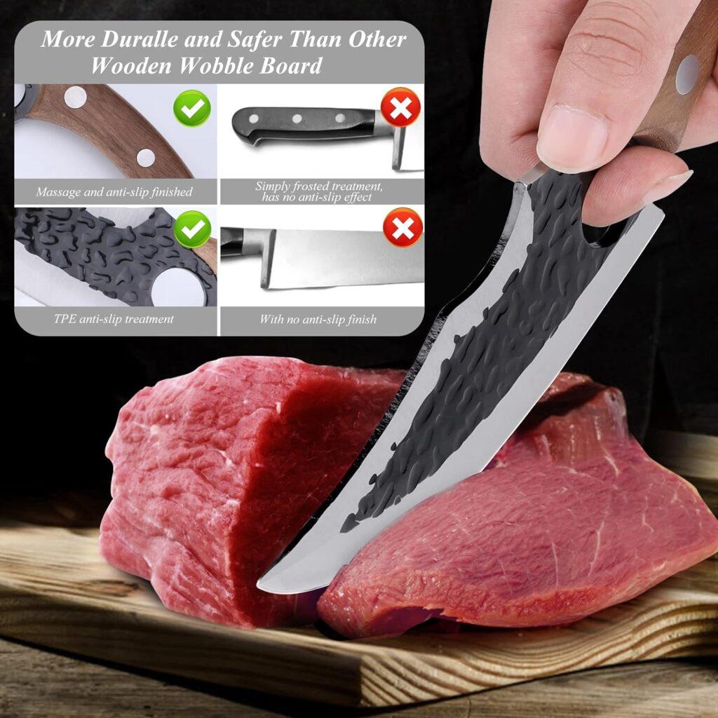 Hand Forged Chef Knife,6 Inch Viking Knife Butcher Boning Knife With Leather Sheath,Handmade Japanese Steel Kitchen Chef Knife,Meat Vegetable Cutting Knife ,Caveman Knife for CampingOutdoor (brown)