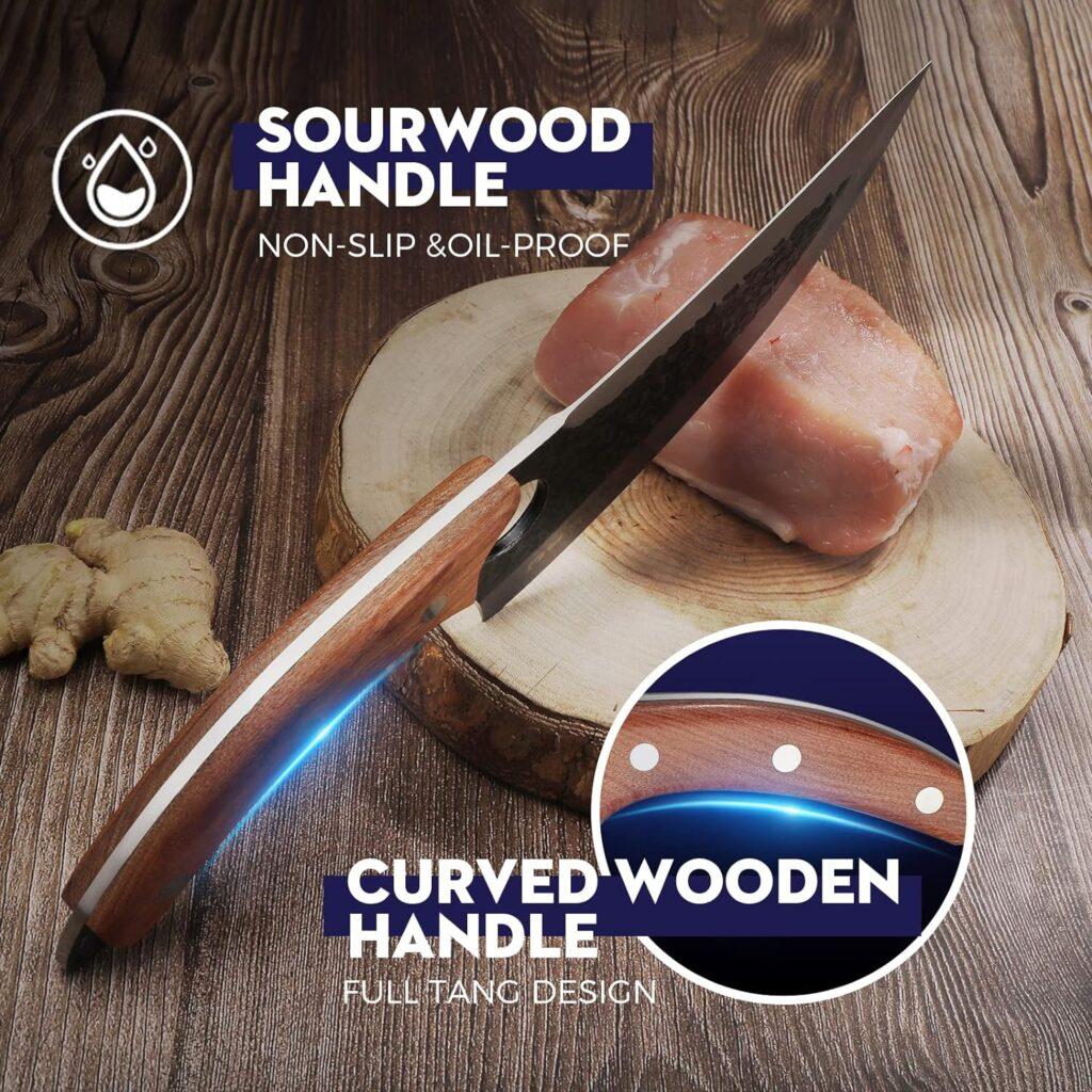 Huusk Knife Japan Kitchen Upgraded Viking Knives with Sheath Hand Forged Butcher for Meat Cutting Japanese Cooking Sharp Cleaver Chef and Outdoor Camping, BBQ