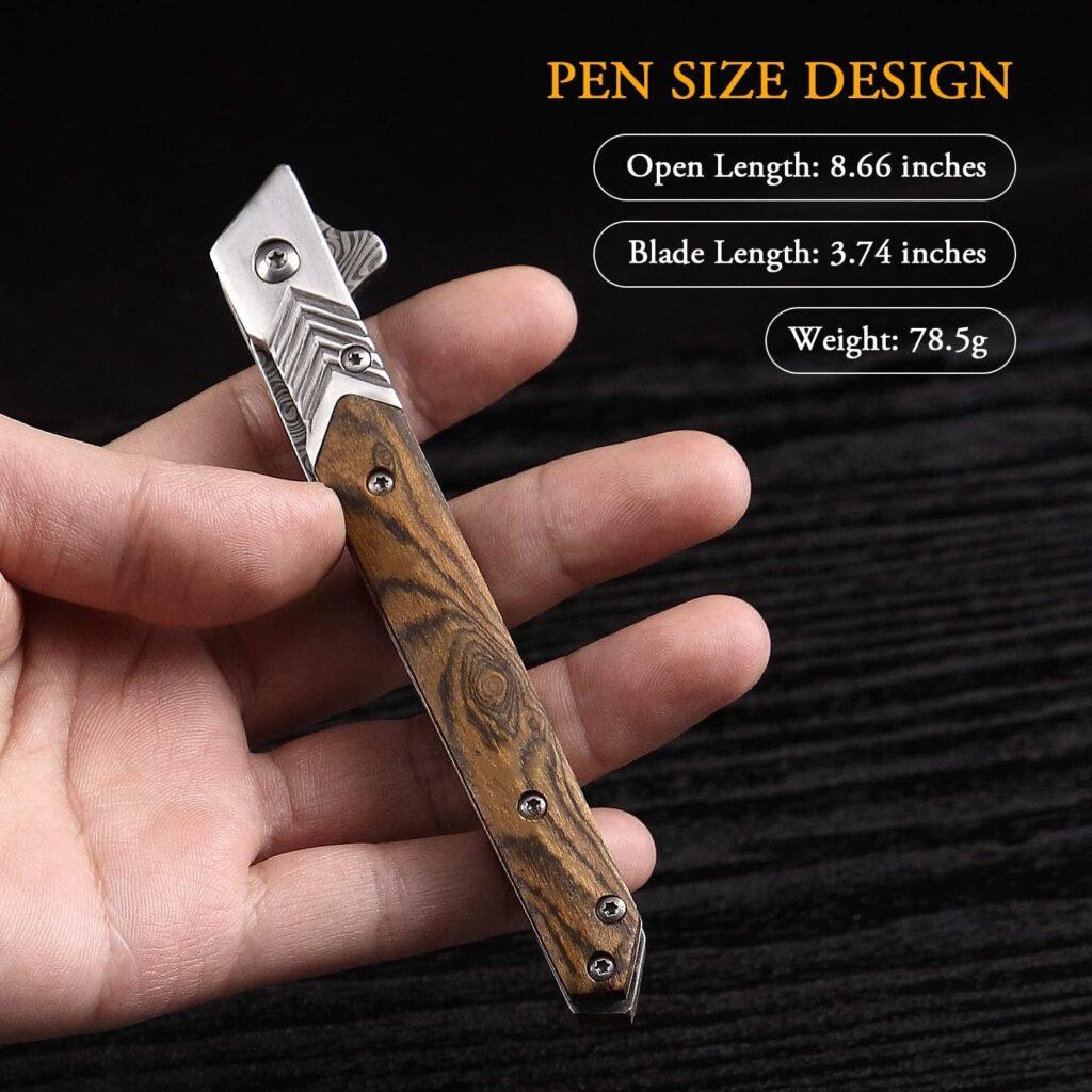 ITOKEY Pocket Knife for Men, Tanto Folding Knife with Sheath, EDC Knifes, Slim Gentlemans Knife, Cool Knives for Men Everyday Carry Outdoor