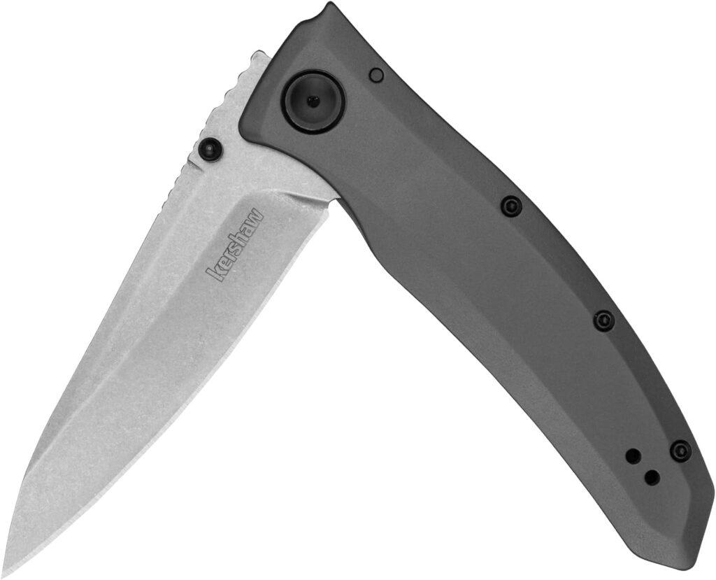 Kershaw Grid Folding Pocket Knife, Large 3.7 inch Stainless Steel Stonewashed Blade, Steel Handle, Assisted Opening, Pocketclip Kershaw Grid Folding Pocket Knife, Large 3.7 inch Stainless Steel Stonewashed Blade, Steel Handle, Assisted Opening, Pocketclip