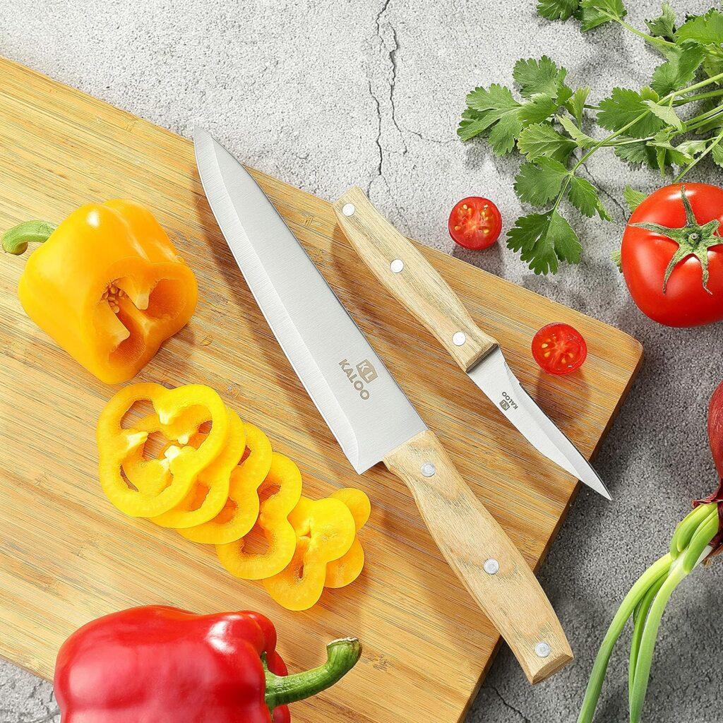 KL KALOO 2PCS Kitchen Knives, 8 inch Chefs Knife and 3.5 inch Paring Knife, Professional Chef Knife with German Stainless Steel Blade and Wooden Handle