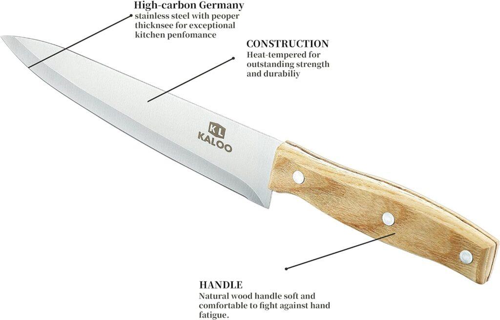 KL KALOO 2PCS Kitchen Knives, 8 inch Chefs Knife and 3.5 inch Paring Knife, Professional Chef Knife with German Stainless Steel Blade and Wooden Handle