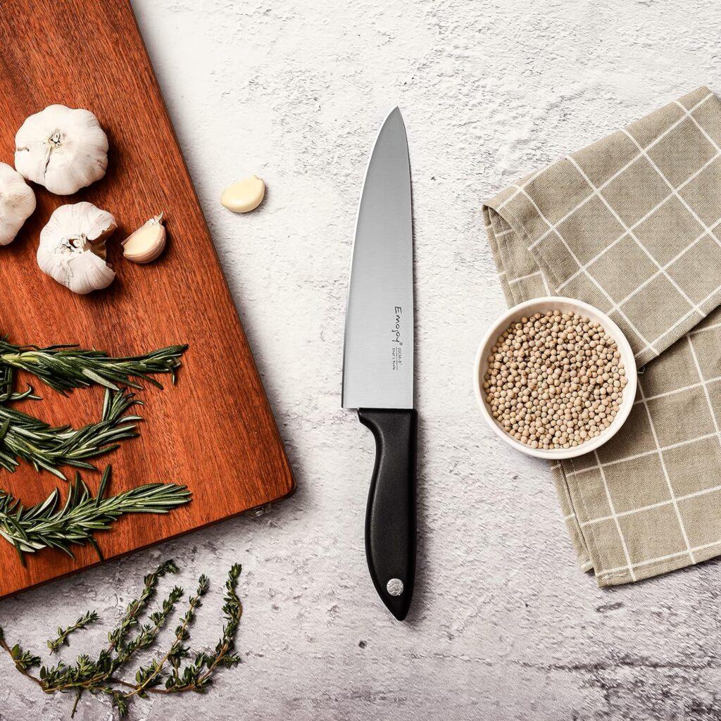 Knife Set 15-Piece Kitchen Knife Set with Sharpener Wooden Block and Serrated Steak Knives,Emojoy Germany High Carbon Stainless Steel Knife Block Set,Black Knife Set 15-Piece Kitchen Knife Set with Sharpener Wooden Block and Serrated Steak Knives,Emojoy Germany High Carbon Stainless Steel Knife Block Set,Black