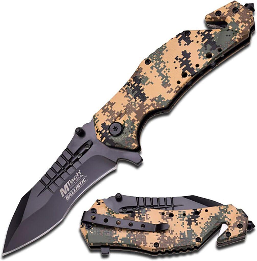 MTech USA – Spring Assisted Folding Knife – Stainless Steel Blade, Aluminum Handle w/ Embossed Flag, Rope Cutter, Glass Punch, Pocket Clip - Hunting, Camping, Survival, Tactical, EDC – MT-A845F MTech USA – Spring Assisted Folding Knife – Stainless Steel Blade, Aluminum Handle w/ Embossed Flag, Rope Cutter, Glass Punch, Pocket Clip - Hunting, Camping, Survival, Tactical, EDC – MT-A845F